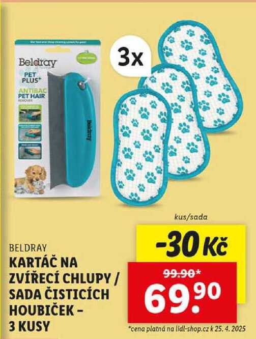 KARTÁČ NA ZVÍŘECÍ CHLUPY/SADA ČISTICÍCH HOUBIČEK - 3 KUSY
