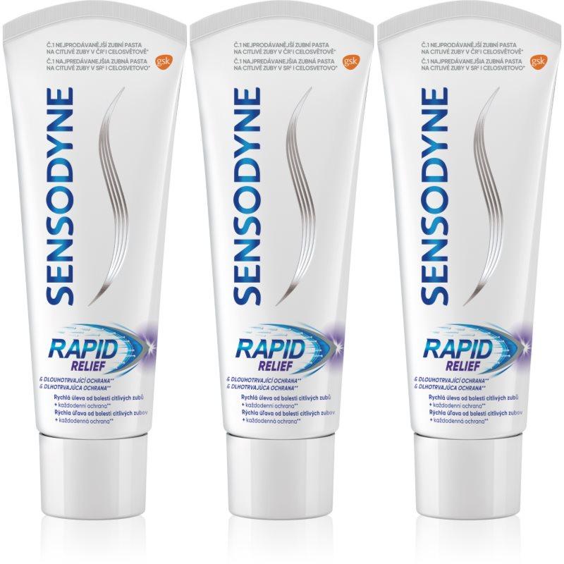 Sensodyne Rapid zubní pasta s fluoridem pro citlivé zuby 3x75 ml