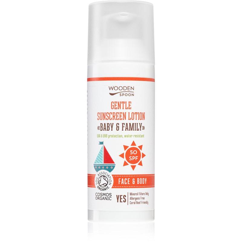 WoodenSpoon Baby & Family ochranné opalovací mléko pro celou rodinu SPF 50 50 ml