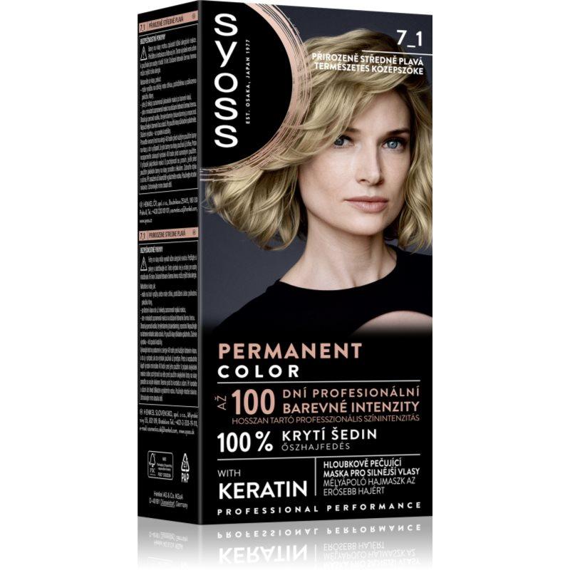 Syoss Permanent Color permanentní barva na vlasy odstín 7_1 Přírodní středně plavý 1 ks