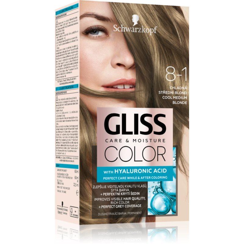 Schwarzkopf Gliss Color permanentní barva na vlasy odstín 8-1 Chladná střední blond 1 ks