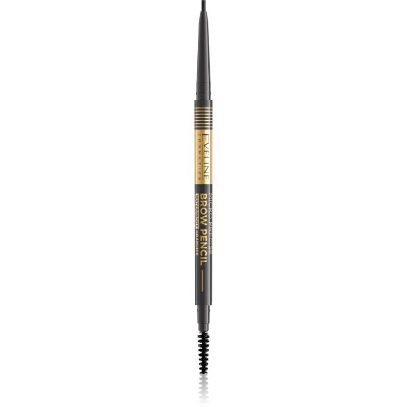 Eveline Cosmetics Micro Precise voděodolná tužka na obočí s kartáčkem 2 v 1 odstín 04 Graphite 4 g