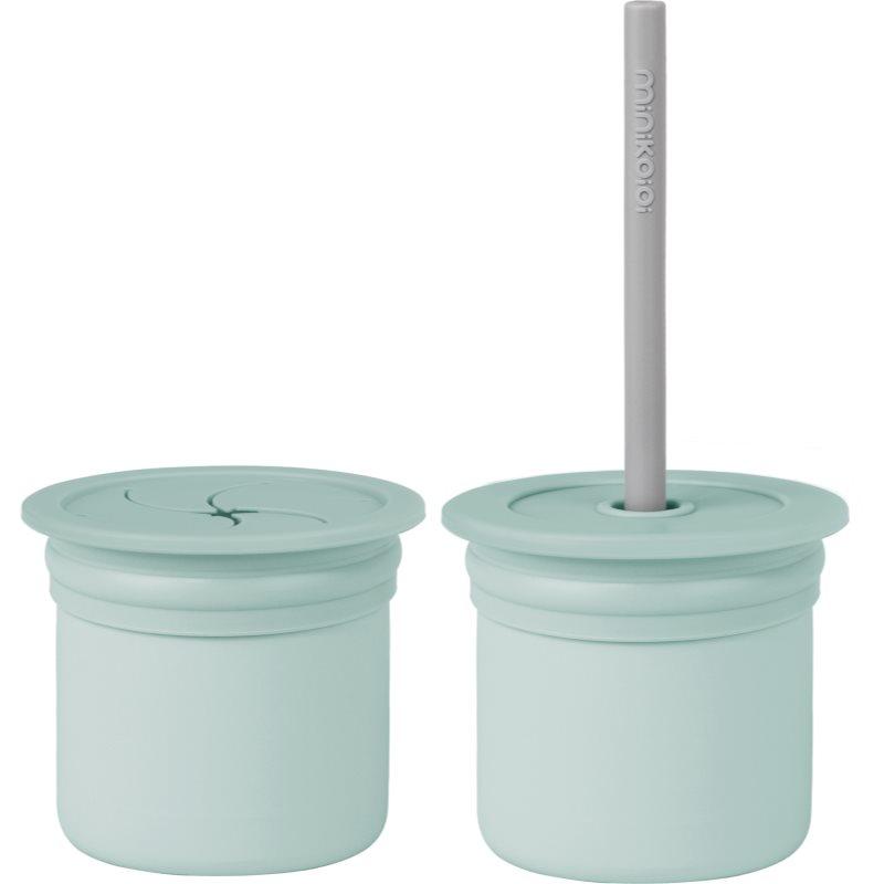 Minikoioi Sip+Snack Set jídelní sada pro děti River Green / Powder Grey 1 ks