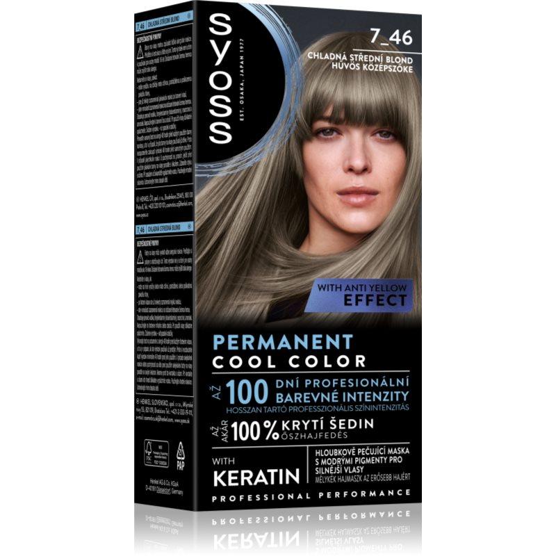 Syoss Permanent Cool Color permanentní barva na vlasy odstín 7_46 Chladná střední blond 1 ks