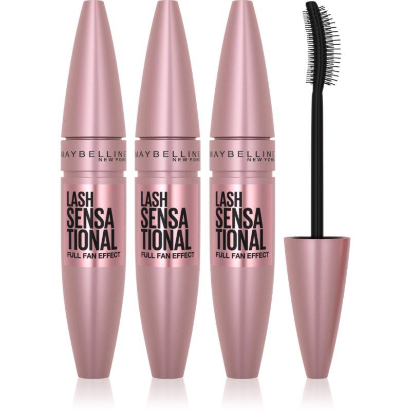 MAYBELLINE NEW YORK Lash Sensational prodlužující řasenka pro plné řasy odstín 01 - Very Black 3x9.5 ml