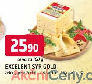 EXCELENT SÝR GOLD zelený pepř & chilli, 48 % tuku, 100g