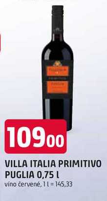VILLA ITALIA PRIMITIVO PUGLIA 0,75 L