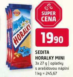 Sedita horalky mini 3x 27 g oplatky s arašídovou náplní 