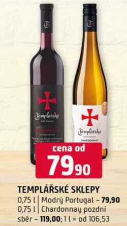 Templářské sklepy 0,75l Chardonnay pozdni sběr 