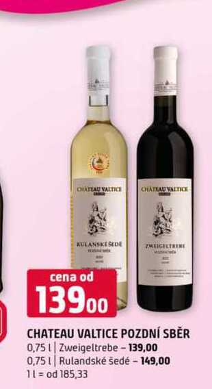 Chateau valtice pozdní sběr 0,75l Zweigeltrebe Rulandské šedé 