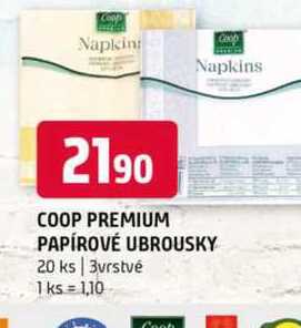 Coop premium papírové ubrousky 20 ks 3vrstvé 