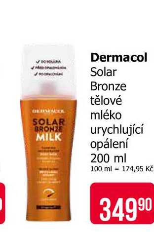 Dermacol Solar Bronze tělové mléko urychlující opálení 200 ml 