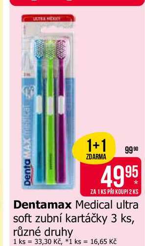 Dentamax Medical ultra soft zubní kartáčky 3 ks, různé druhy 