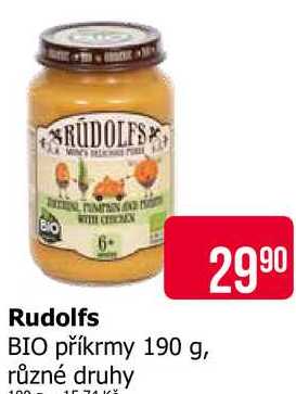 Rudolfs BIO příkrmy 190 g, různé druhy 
