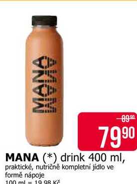 MANA drink 400 ml, praktické, nutričně kompletní jídlo ve formě nápoje