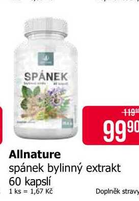 Allnature spánek bylinný extrakt 60 kapslí 