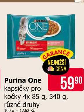 Purina One kapsičky pro kočky 4x 85 g, 340 g, různé druhy