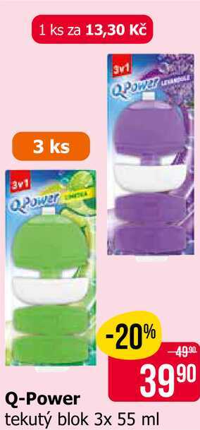 Q-Power tekutý blok 3x 55 ml 