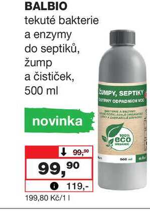BALBIO tekuté bakterie a enzymy do septiků, žump a čističek, 500 ml