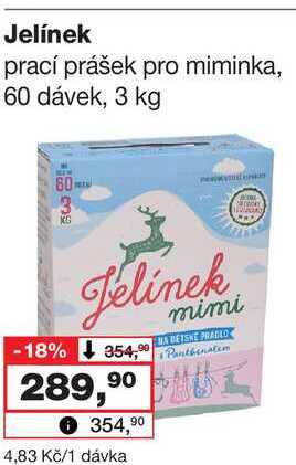 Jelínek prací prášek pro miminka, 60 dávek