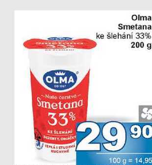 Olma Smetana ke šlehání 33% 200 g
