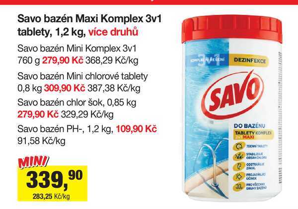 Savo bazén Maxi Komplex 3v1 tablety, 1,2 kg, více druhů 