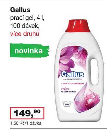 Gallus prací gel, 4l, 100 dávek, více druhů 
