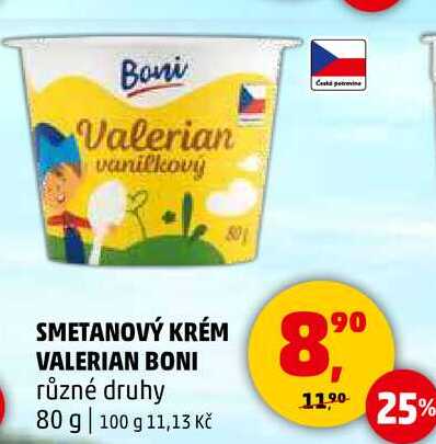 SMETANOVÝ KRÉM VALERIAN BONI různé druhy, 80 g 