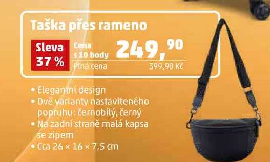 Taška přes rameno, Cca 26 × 16 x 7,5 cm  