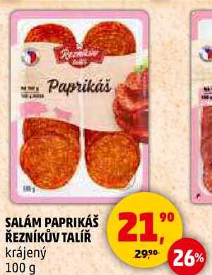 SALÁM PAPRIKÁŠ ŘEZNÍKŮV TALÍŘ krájený, 100 g 