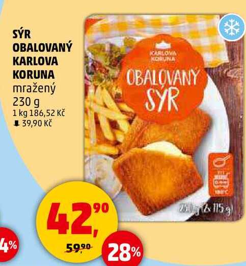 SÝR OBALOVANÝ KARLOVA KARLOVA RUNA KORUNA mražený, 230 g