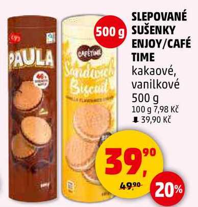 SLEPOVANÉ SUŠENKY ENJOY/CAFÉ CAFETIME kakaové, 500 g