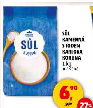 SŮL KAMENNÁ S JODEM KARLOVA KORUNA, 1 kg 
