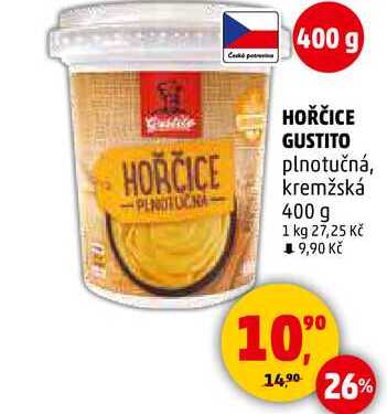 HOŘČICE GUSTITO plnotučná, 400 g