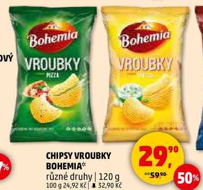 CHIPSY VROUBKY BOHEMIA různé druhy, 120 g  