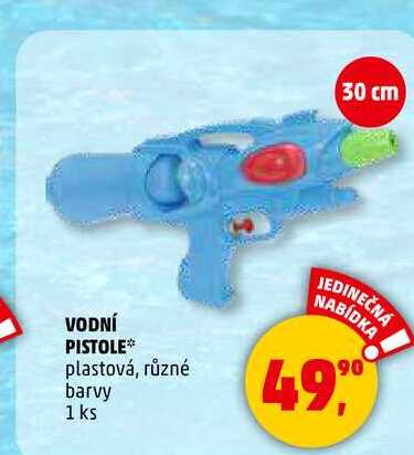 VODNÍ PISTOLE plastová, různé barvy, 1 ks 