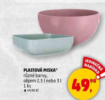 PLASTOVÁ MISKA různé barvy, objem 2,5 l nebo 3 l, 1 ks