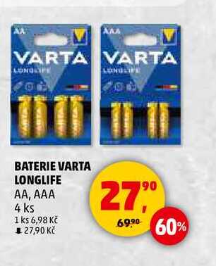 BATERIE VARTA LONGLIFE AA, AAA, 4 ks 