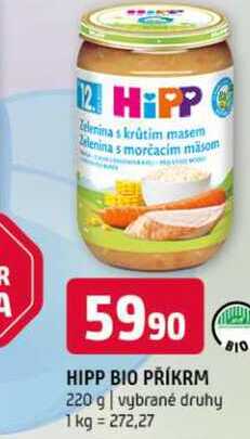 Hipp bio příkrm 220 g vybrané druhy 