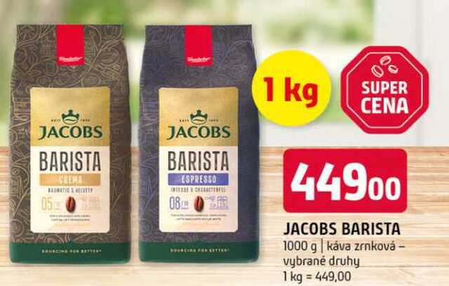 Jacobs barista káva zrnková 1000g, vybrané druhy