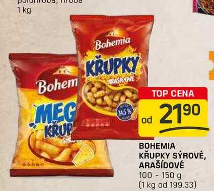 BOHEMIA KŘUPKY SÝROVÉ, ARAŠÍDOVÉ 100-150 g 