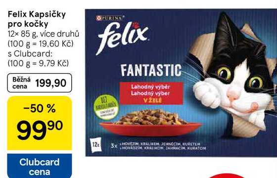 Felix Kapsičky pro kočky, 12× 85 g. více druhů 
