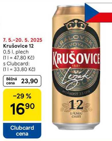 Krušovice 12, 0,5 l, plech  