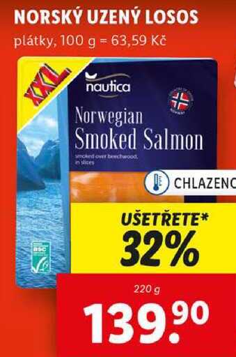 NORSKÝ UZENÝ LOSOS, 220 g