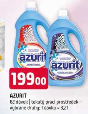 Azurit 62 dávek tekutý prací prostředek vybrané druhy
