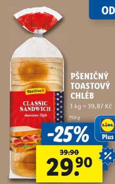 PŠENIČNÝ TOASTOVÝ CHLÉB, 750 g