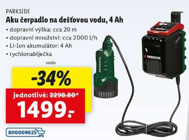 Aku čerpadlo na dešťovou vodu, 4 Ah
