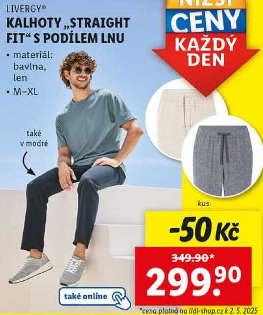 KALHOTY ,,STRAIGHT FIT" S PODÍLEM LNU 