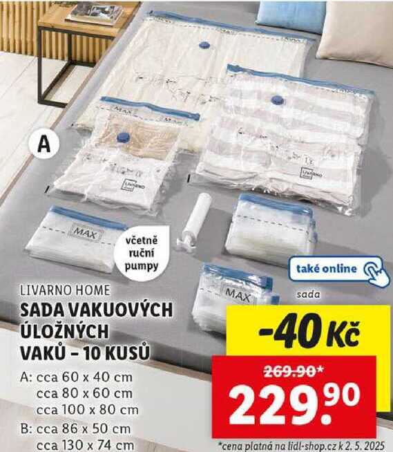 SADA VAKUOVÝCH ÚLOŽNÝCH VAKŮ - 10 KUSŮ 