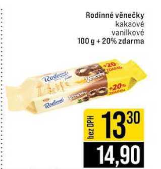 Rodinné věnečky kakaové vanilkové 100 g +20% zdarma 